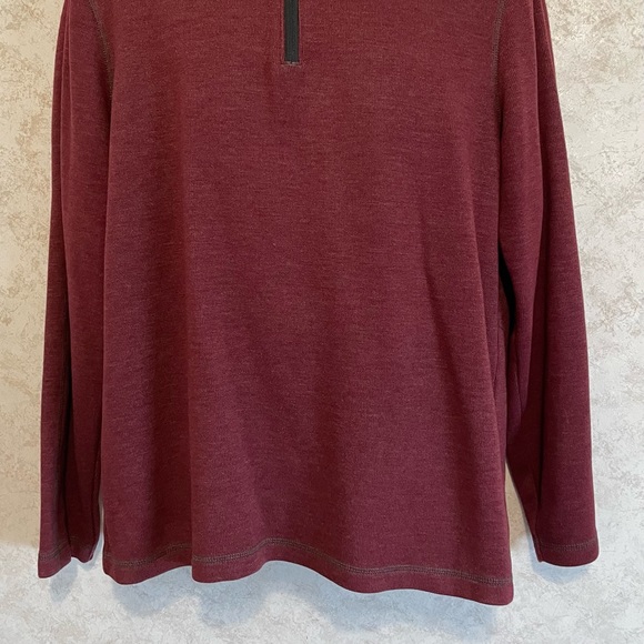 Eddie Bauer Mens Collared 1/4 Front Zip Long Sleeve Maroon Thermal Size Large - Picture 2 of 13